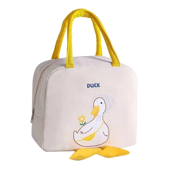 DOMELAY Cooler Lunch Bag Bento Food Case, Back Organizer Pocket, Waterproof Inner Cooler Beige