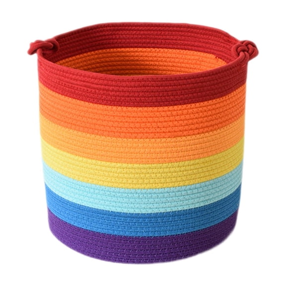 DOMELAY Cotton Rope Laundry Basket Hamper with Handle Multifunctional Toy Basket Nursery 7 Colors