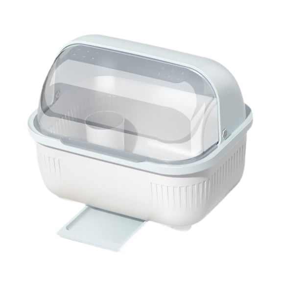 DOMELAY Dish Drying Rack Dustproof Cutlery Rack Dish Rack for Restaurant Bar Kitchen Blue