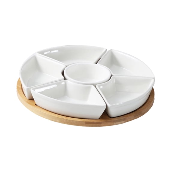 DOMELAY Divided Food Trays Easy to Store Ceramic Plates for Candy Hotel Entertaining No Rotatable Tray