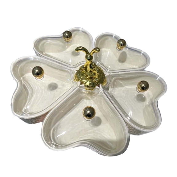 DOMELAY Divided Serving Tray Flower Shaped Rotatable Snack Platter Nut Candy Veggie Tray Yellow