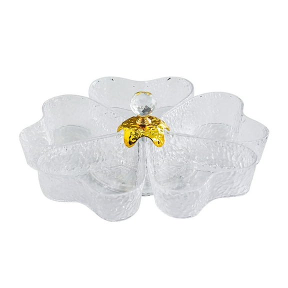 DOMELAY Divided Serving Tray Portable Divided Snack Plate for Nuts Chocolates Dessert Clear