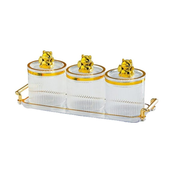 DOMELAY Dried Fruit Plate, Divided Serving Platter with Tray, Multipurpose Nuts Plate, for Dining Room Wedding Holiday Dried Fruit clear