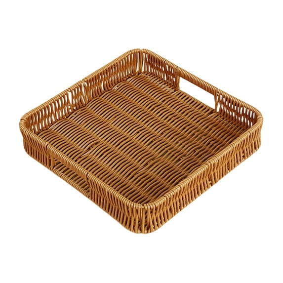 DOMELAY Imitation Rattan Bread Basket Square Serving Basket for Snacks Fruit Kitchen S