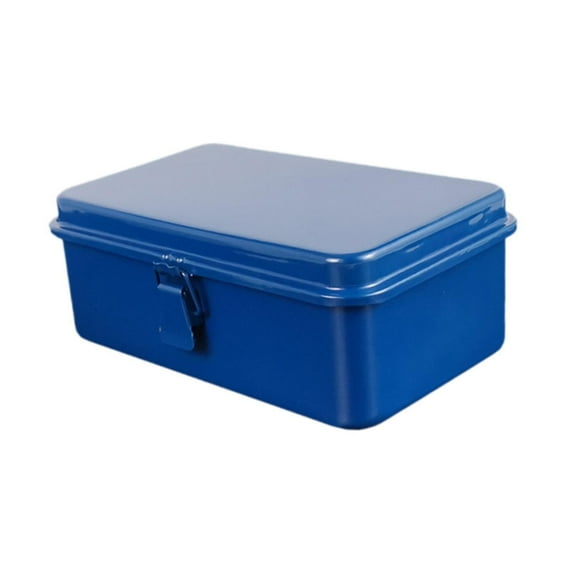 DOMELAY Iron Storage Box Metal Case Portable Blank Empty Box Storage Container for Handbook Art Craft Supply Candles Tools Stationery Blue