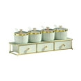 thumbnail image 1 of DOMELAY Kitchen Spice Pots Salts Sugar Spice Pepper Jar with Spoon Lid Condiment Jar for light Green 4 grid, 1 of 9