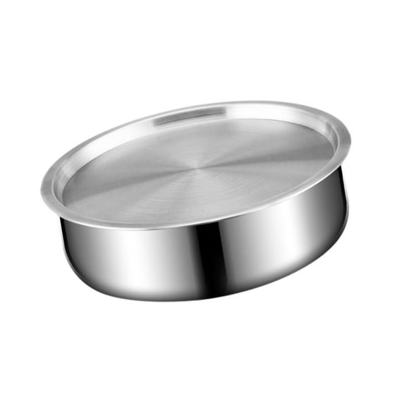 DOMELAY Round Rice Bowl with Lid Noodles Bowl Baking Gifts Korean Stainless Steel Rice Bowl Steamer Plate for Home Kitchen Tool Argent