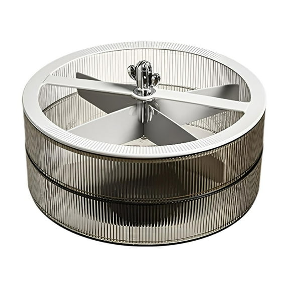 DOMELAY Rotating Snack Serving Tray Storage Snack Container for Candy and Fruits Dessert white double layer