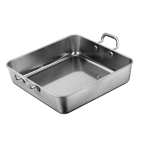 DOMELAY Snack Flat Tray with Handles Fries Plate for Roasting Turkey 25x25cm