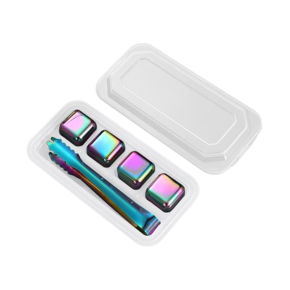 DOMELAY Stainless Steel Chilling Ice Cubes Drinks Chilling Stones for Cocktails 4 Colorful with Clip