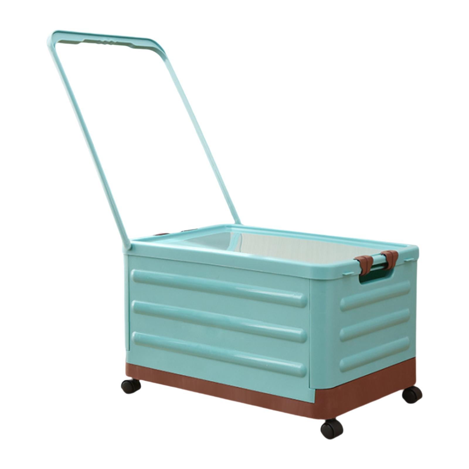 DOMELAY Storage Bin with Wheels and Handle Foldable Lidded Lightweight  Rolling Crate Blue - Walmart.com, image size:1600x1600