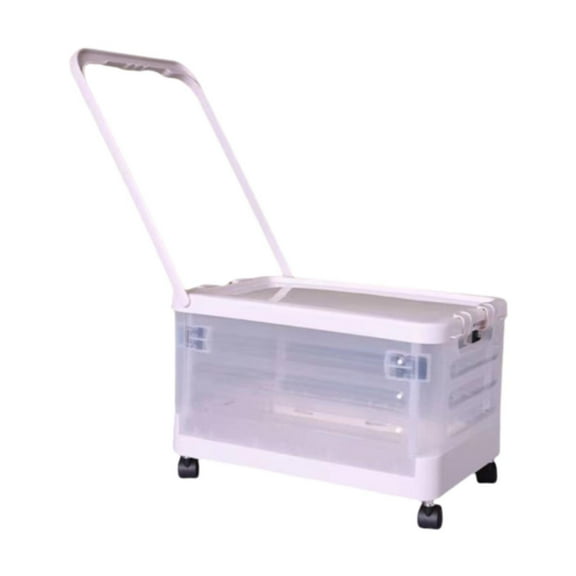 DOMELAY Storage Bin with Wheels and Handle Foldable Lidded Lightweight Rolling Crate Clear