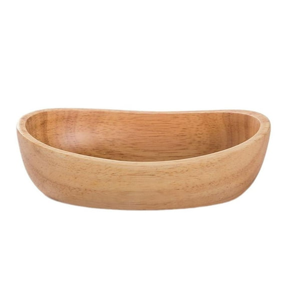 DOMELAY Wooden Portable Salad Bowl Home Boat Shaped Fruit Bowl for Food, Fruits, Salad, or Popcorn 6.69inchx1.97inchx1.93inch