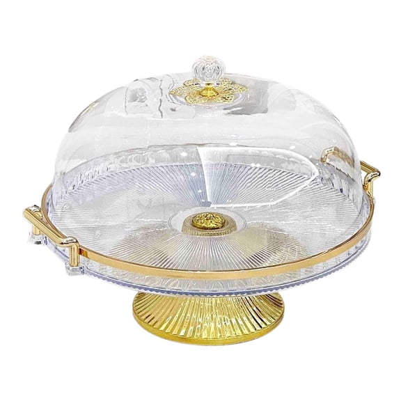 DOMELAY s Stand with Lid Footed Pastry Display Server for Cookies Muffins Clear
