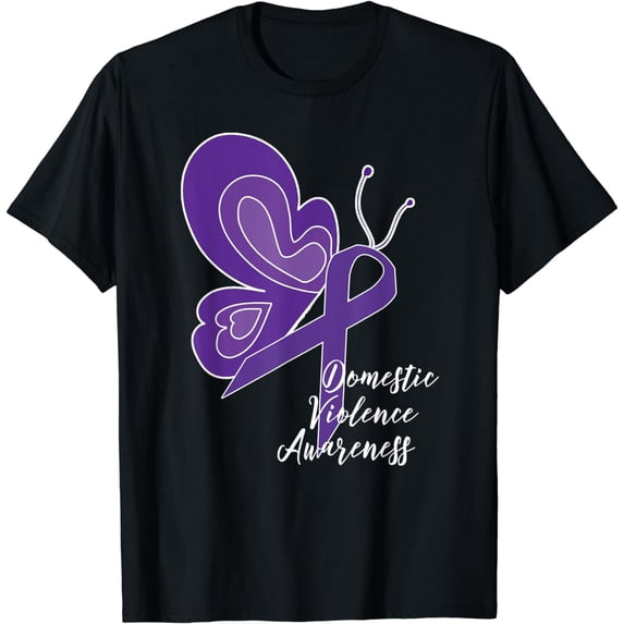 DOMESTIC VIOLENCE AWARENESS ABUSE PURPLE RIBBON BUTTERFLY T-Shirt