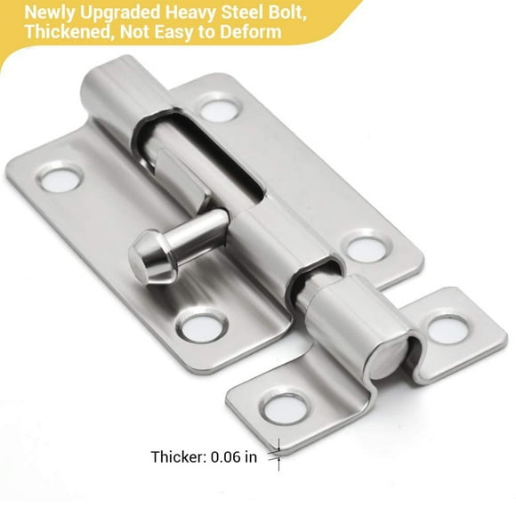 DOMETOUR 4 Pack Door Security Slide Latch Lock, Barrel Bolt Latch Stainless Steel Sliding Door Lock