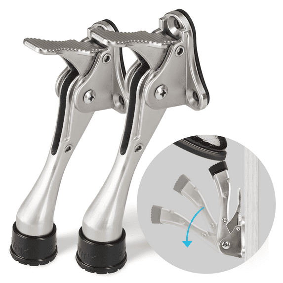 DOMETOUR Door Stopper 4 inches Metal Door Stopper 2 Pack, Wall Protectors for Heavy Duty Doors, One-Touch Adjustable Rubber Tip, Silver