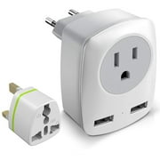 DOMETOUR European Travel Plug Adapter, The US to Europe & UK Power Outlet Converter, USA to England Ireland German Italy Spain France Greece Iceland International Electrical Adaptor USB Wall Charger