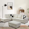 thumbnail image 1 of DOMETOUR Faux Leather Sofa Set For Living Room, Sectional Couches L Shaped Couch Living Room Furniture, Modular Sectional Sofa Set with Storage Ottoman for Apartment, 3-Piece Sofa White, 1 of 7