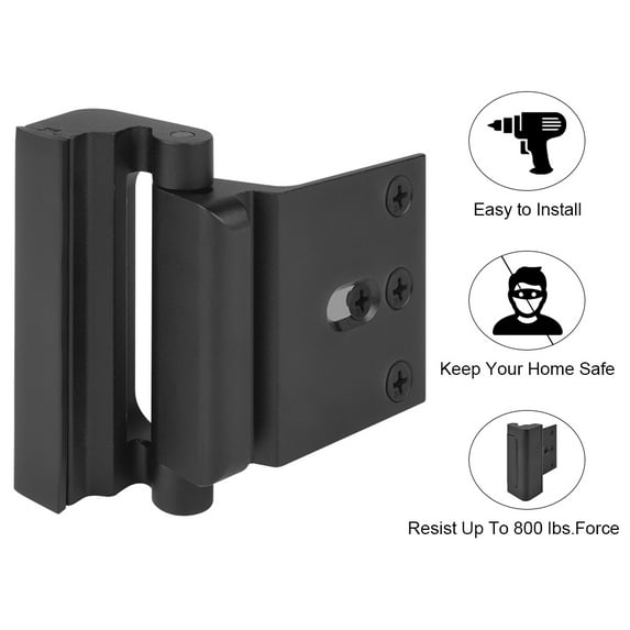 DOMETOUR Home Security Door Lock with 8 Screws, Childproof Door Reinforcement Lock with 3 Inch Stop Withstand 800 lbs for Inward Swinging Door, Upgrade Night Lock to Defend Your Home