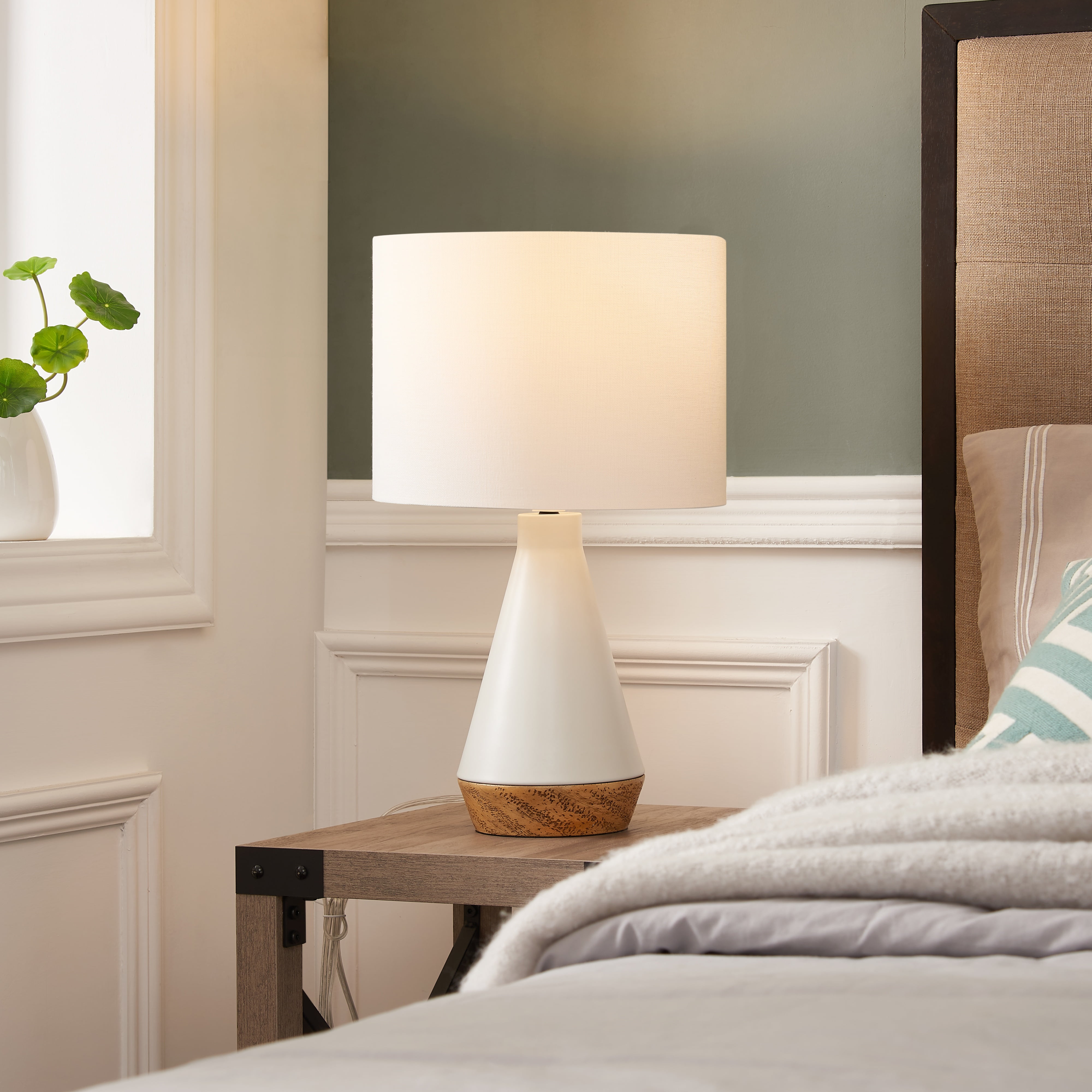 DOMETOUR Modern Table Lamps Set of 2, White Bedside Lamps for Bedroom — free download