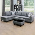 thumbnail image 1 of DOMETOUR Sectional Couch L Shaped Sofa Set For Living Room, 5 Seat Linen Modular Sectional Sofa with Storage Ottoman, 3PCS (Sofa+Chaise+Ottoman) Grey, 1 of 7