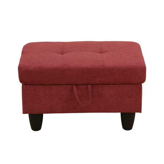 DOMETOUR Storage Ottoman for Sectional Couch L Shaped Sofa Set For Living Room, 5 Seat Flannel Modular Sectional Sofa, Only 1 PC Storage Ottoman Red