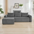 thumbnail image 1 of DOMICARE 103" Boneless Corduroy L-Shaped Modular Sectional Sofa with Chaise Lounge, Deep Seat 3-Seat Couch, No Assembly, Configurable Sectional, Grey, 1 of 9