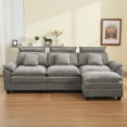 thumbnail image 1 of DOMICARE 103'' Cloud Modern L-Shaped 3-Seater Couch with Removable Headrest & Ottoman, Modular Oversized Chenille Sectional Sofa with Armrests for Living Room, Light Grey, 1 of 10