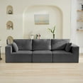 thumbnail image 1 of DOMICARE 115'' Comfy Boneless Couch, Upholstered Deep Seat Modular Cloud Sofa, No Assembly Corduroy Compression 3 Seater Sofa Couch for Living Room,Gray, 1 of 2