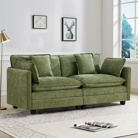 Domicare Modern Loveseat Sofa, 2-Seater Sectional Sofas for Living Room, Living Room Furniture,Green