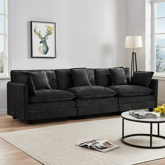Domicare Modern 3 Seater Sectional Sofa, Sofas for Living Room, Living Room Furniture,Dark Grey