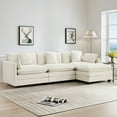 thumbnail image 1 of Domicare Modern 3 Seater Sectional Sofa with Ottoman, Sofas for Living Room, Living Room Furniture，Beige, 1 of 9