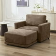 thumbnail image 1 of DOMICARE 44" Brown Accent Chair with Ottoman, Upholstered Single Sofa Lounge, Thick Chenille Cushions, Comfy Reading Chair for Living Room, 1 of 7