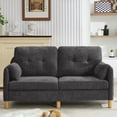 thumbnail image 1 of DOMICARE 65" Chenille Loveseat Sofa, Modern 2-Seater Couch with Armrest Pillows, Storage Pockets, Easy Assembly, Upholstered Tufted Loveseat Sofa Couches for Living Room Bedroom, Dark gray, 1 of 7
