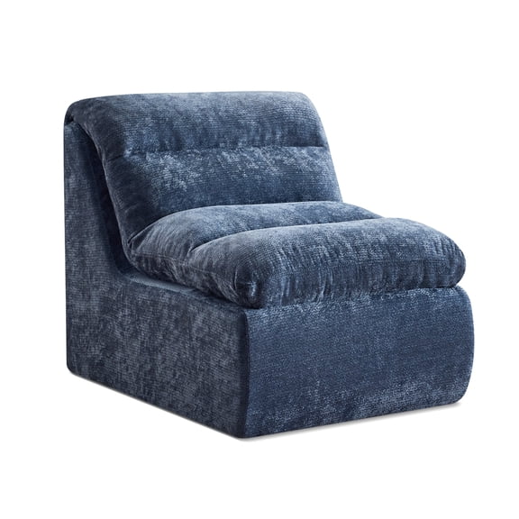DOMICARE Bean Bag Accent Chair, Dual-Layer Memory Foam Floor Sofa with Chenille Fabric, No Assembly Comfy Cloud Chair for Living Room, Navy