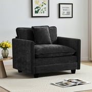 DOMICARE Oversized Accent Chair, Cloud Couch Modular Lounge Chair with Deep Seat Cushions, Comfy Chenille Upholstered Single Sofa for Living Room, Bedroom, Apartment, Dark Grey