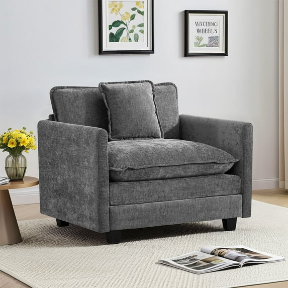 Domicare Accent Chair with Arms, Perfect Addition to Sectional Sofa, Living Room Furniture, Sofas for Living Room,Light Grey