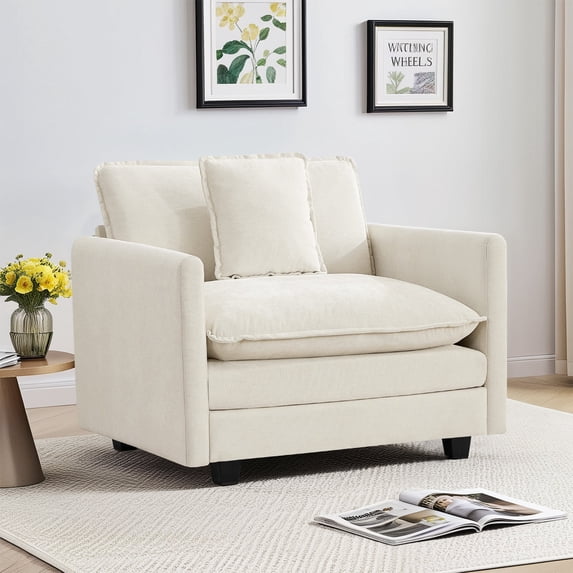 Domicare Accent Chair with Arms, Perfect Addition to Sectional Sofa, Living Room Furniture, Sofas for Living Room,Beige