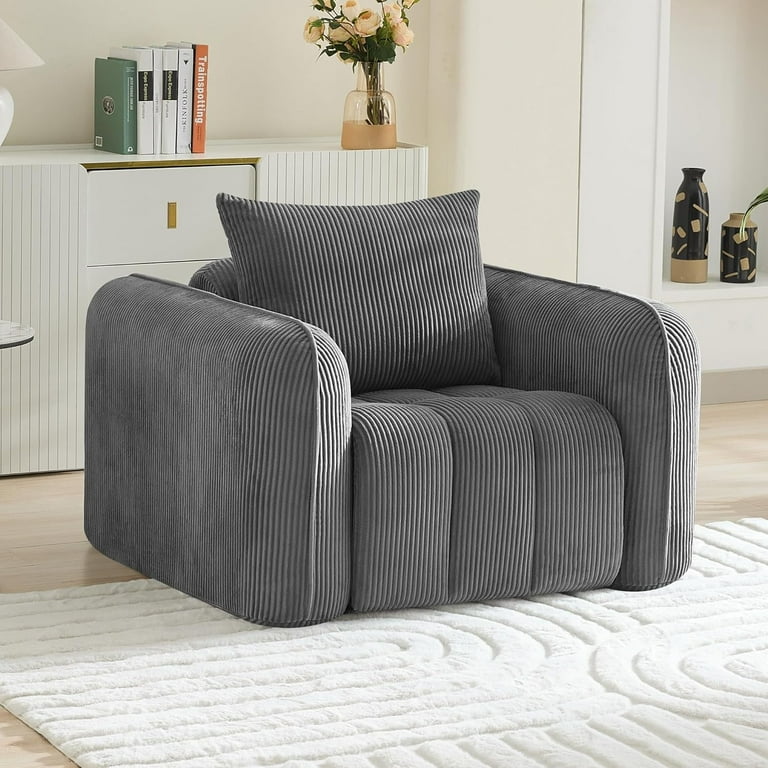 Corduroy Oversized Gray Chair Corduroy Grey Oversized Chair With