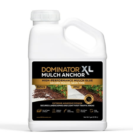 DOMINATOR XL Mulch Anchor 1 Gallon: Mulch Glue and Pea Gravel Stabilizer, Ready to Use Spray, Lasts up to 2 Years, Fast-Dry, Non-Toxic, 150 Sq ft Coverage ,