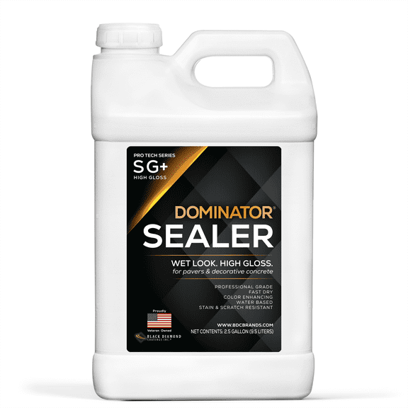 DOMINATOR SG Plus High Gloss Concrete and Paver Sealer, Wet Look, Acrylic Water Based, 2.5 gal