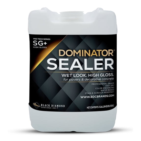 DOMINATOR SG High Gloss Paver Sealer, Wet Look, Acrylic Water Based , 5 Gallon
