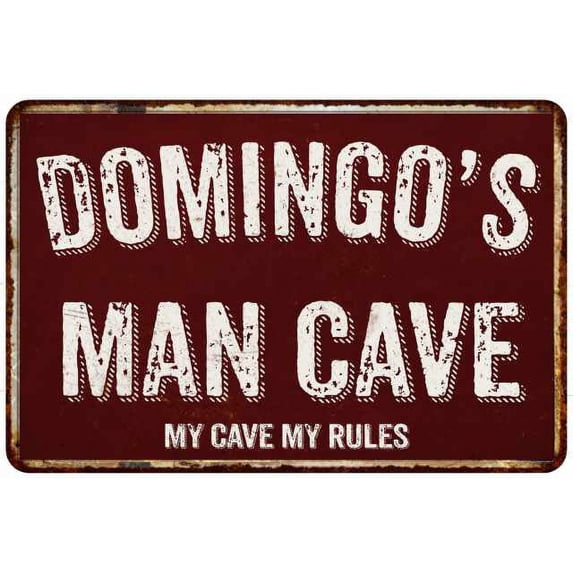 DOMINGO'S Man Cave Red Grunge Sign 12 x 18 Matt Finish Metal Sign 112180003389
