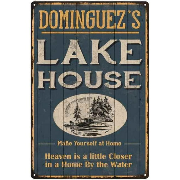 DOMINGUEZ'S Lake House Blue Cabin Home Decor 8 x 12 Matte Finish Metal 108120038334