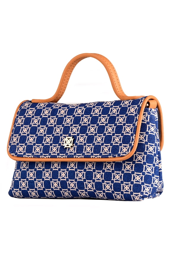 Crossbody Handbag /Clutch Purse Blue Canvas With Removable Shoulder Strap Unisex Audrey