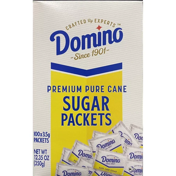 DOMINO Premium Pure Cane Sugar 100 Count Packets 12.35 oz Box
