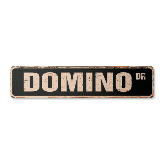 DOMINO Vintage Aluminum Street Sign game boardgame board Metal Sign play rustic metal tin | Indoor/Outdoor | 24" Wide