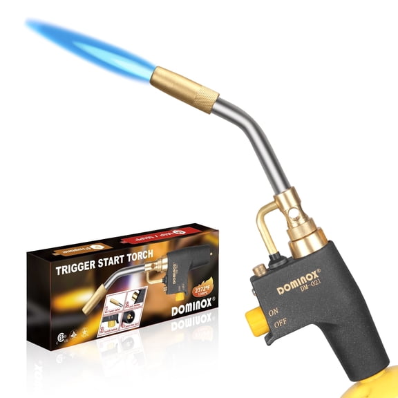 DOMINOX Propane Torch Head for MAP, MAPP and Propane Tank, High Intensity Trigger Start Torch, for Soldering, Ignition, Cooking, Lighting (Not Included Gas Tank)