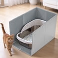 thumbnail image 1 of DOMIPET Foldable Cat Litter Box Enclosure Splash Guard XLarge with Removable Mat, Tall for Litter Contained High Side Out Litter Box Keeping Litter Off Floor Easy Clean, 1 of 9